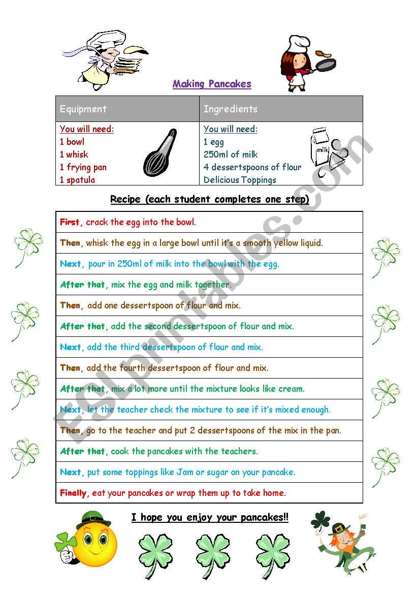 Pancakes worksheet