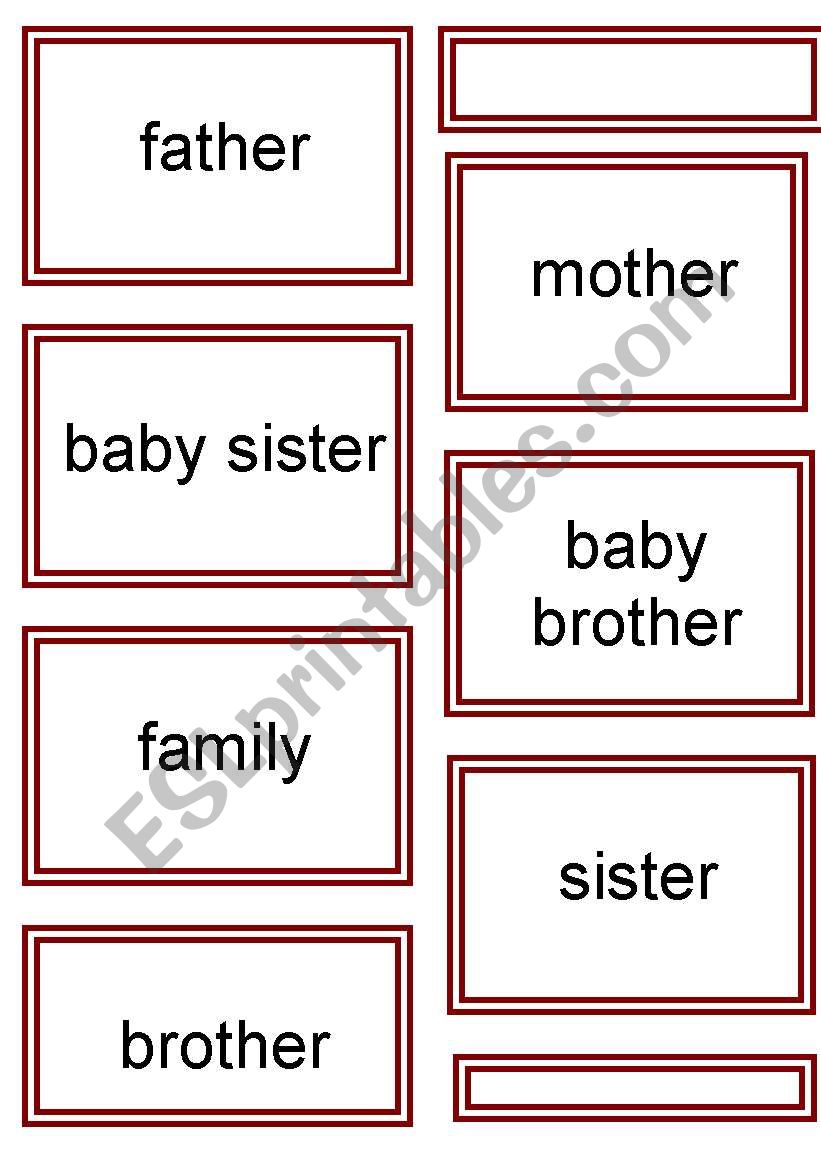 Family member flashcards worksheet
