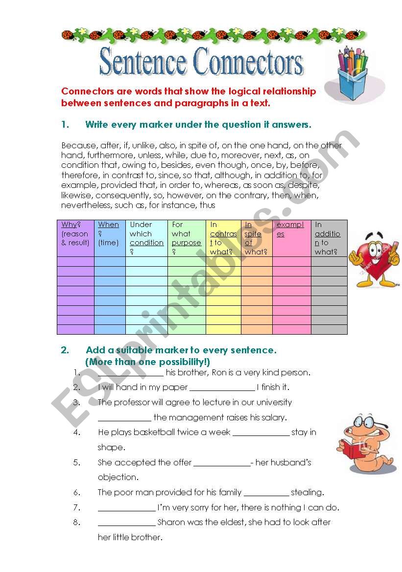 sentence-connectors-esl-worksheet-by-pirchy