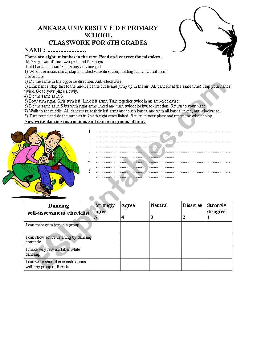 dancing worksheet