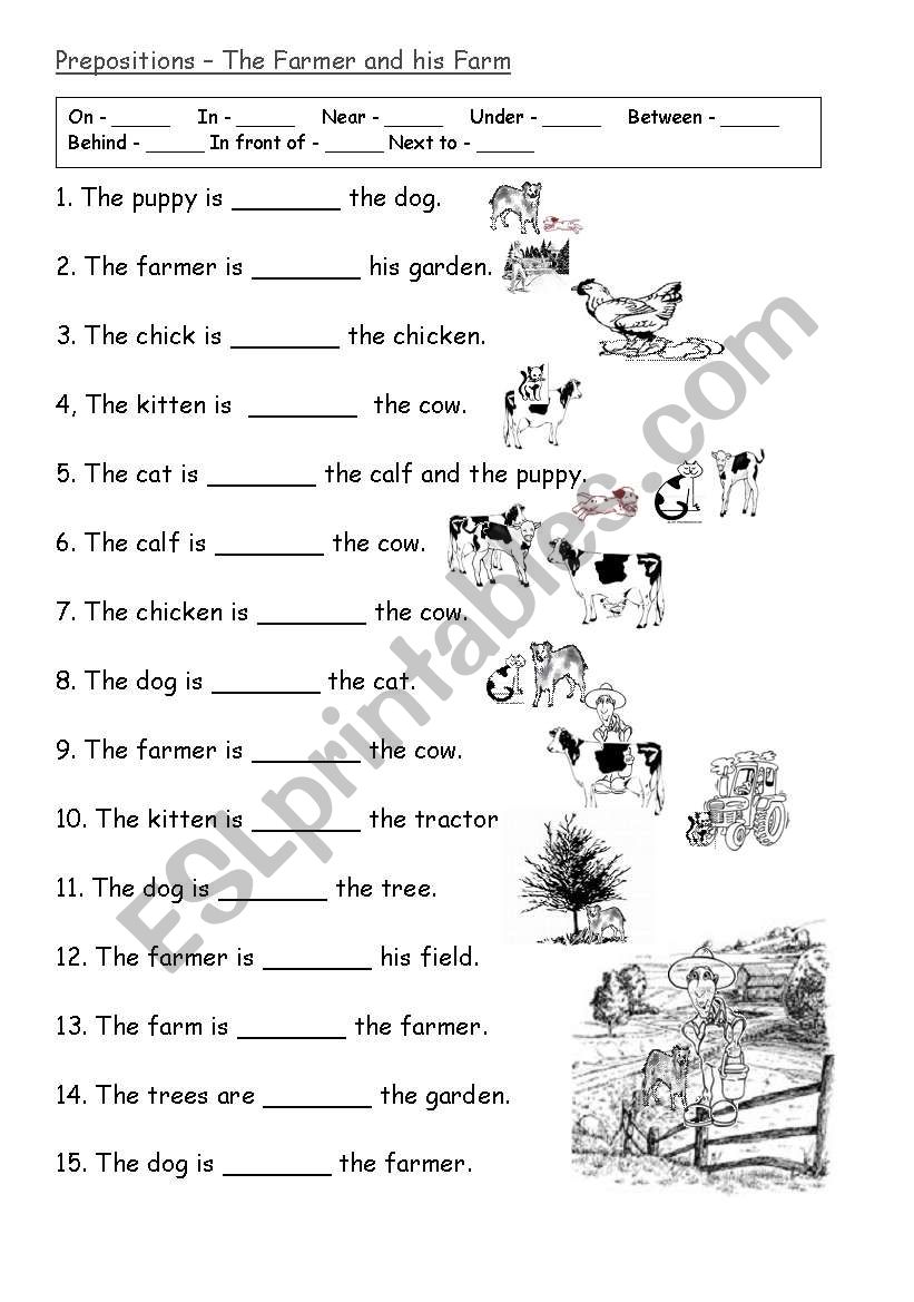 Prepositions : The farmer and his Farm.