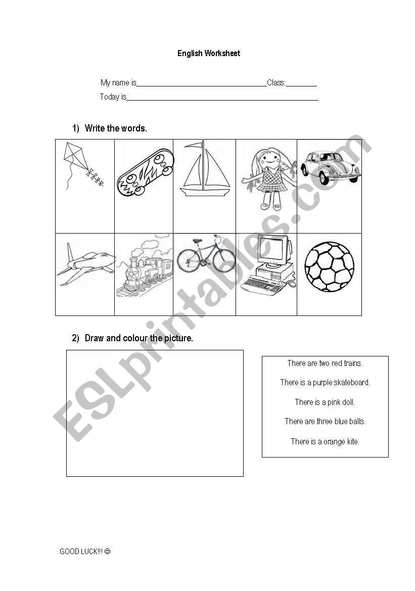 Vocabulary worksheet (toys) worksheet