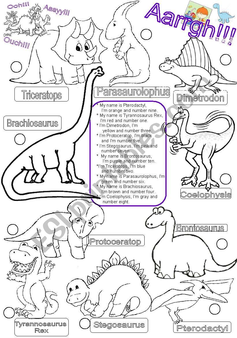 DINOSAURS.colors and numbers one to ten