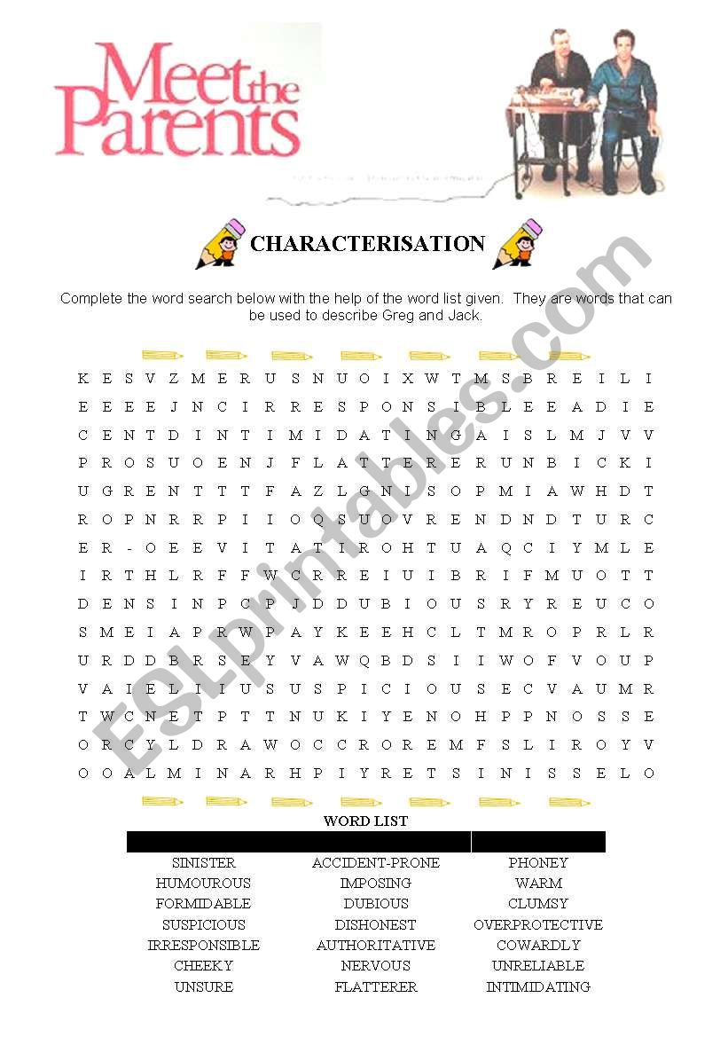 Meet the Parents - Characterisation (Word Hunt)