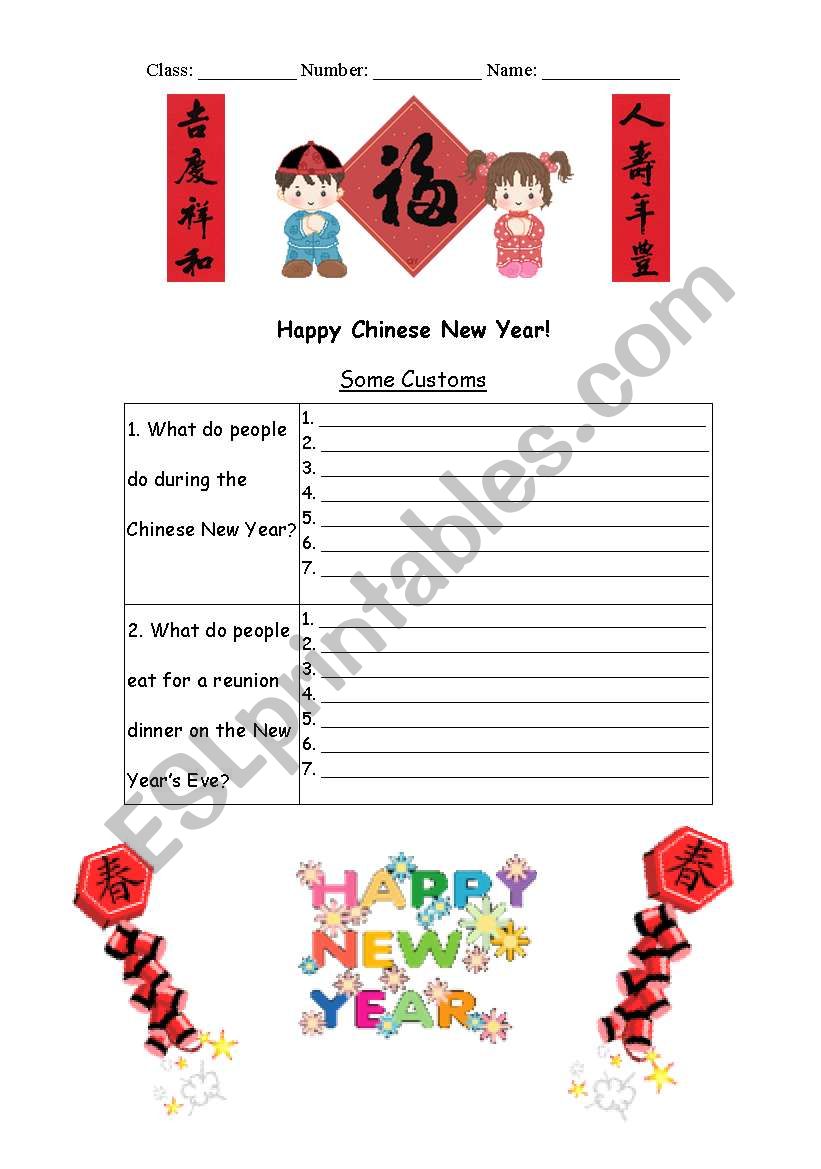 Chinese New Year worksheet