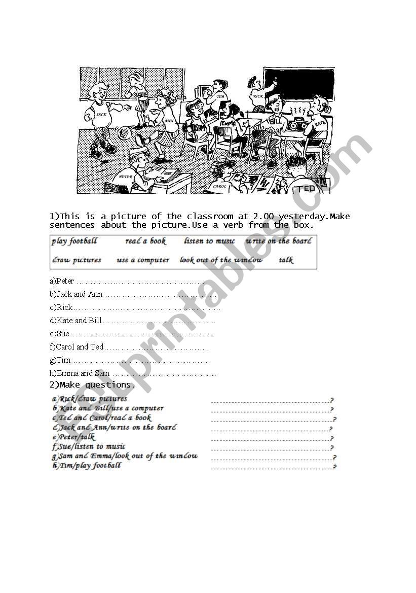 present continious tense worksheet