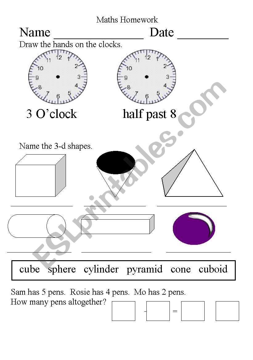 Maths Mixture homework worksheet