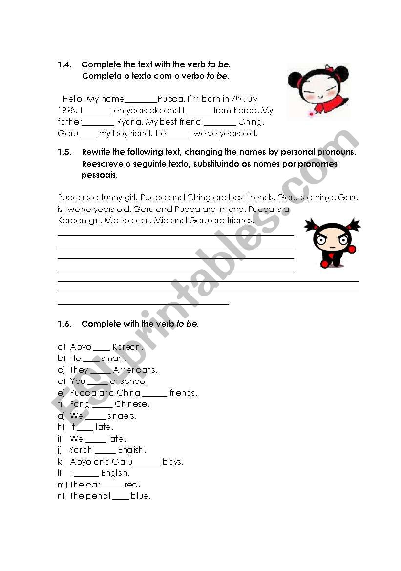 To be exercise  worksheet