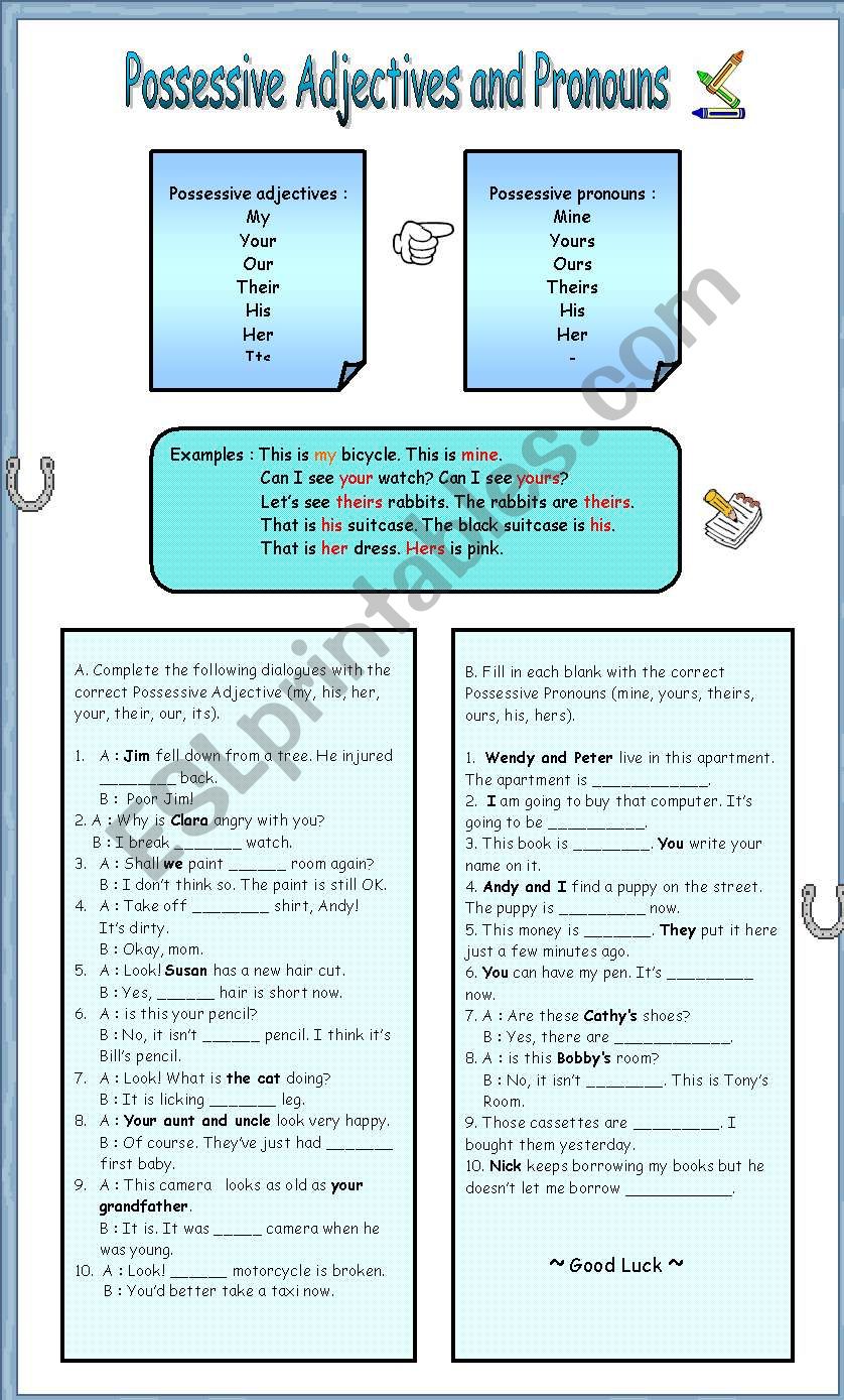 Possessive adjectives and pronouns