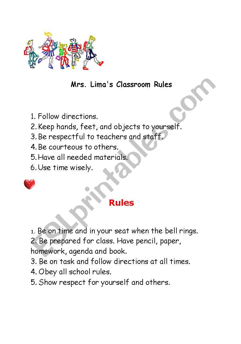 Classroom Rules worksheet