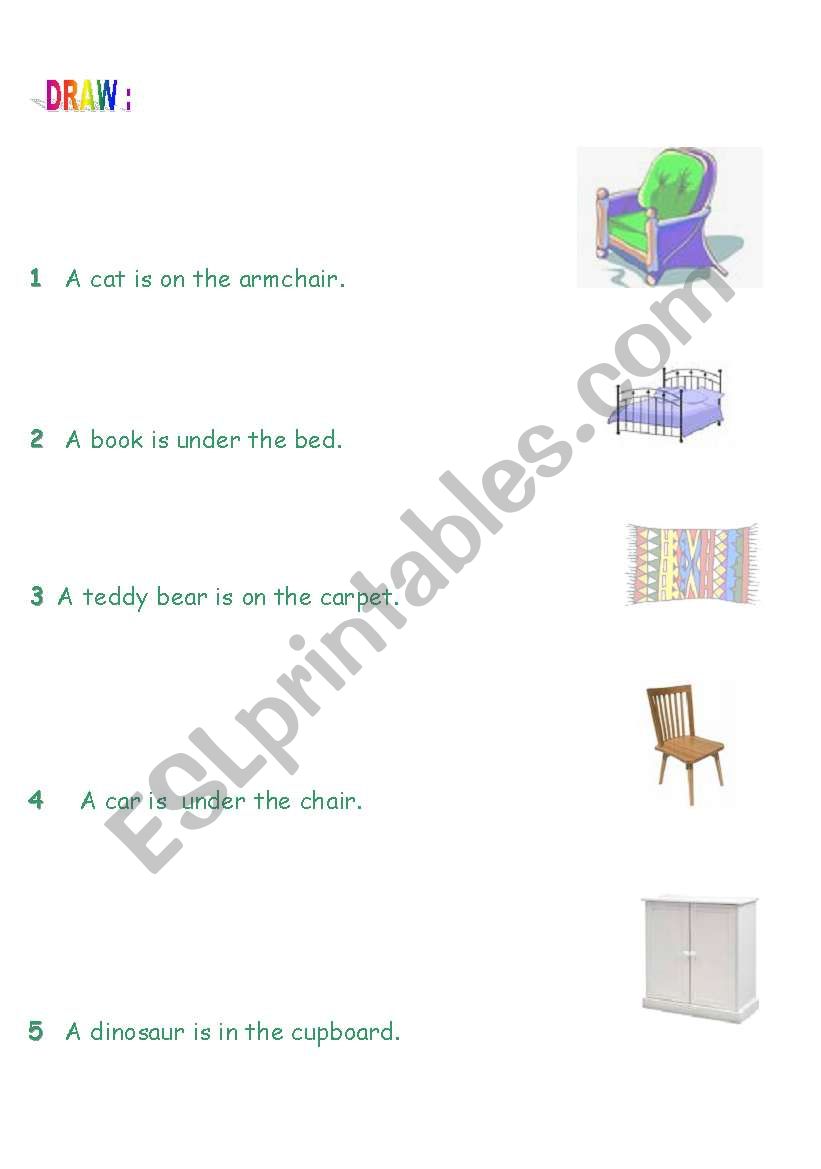 Prepositions in ,on ,under worksheet