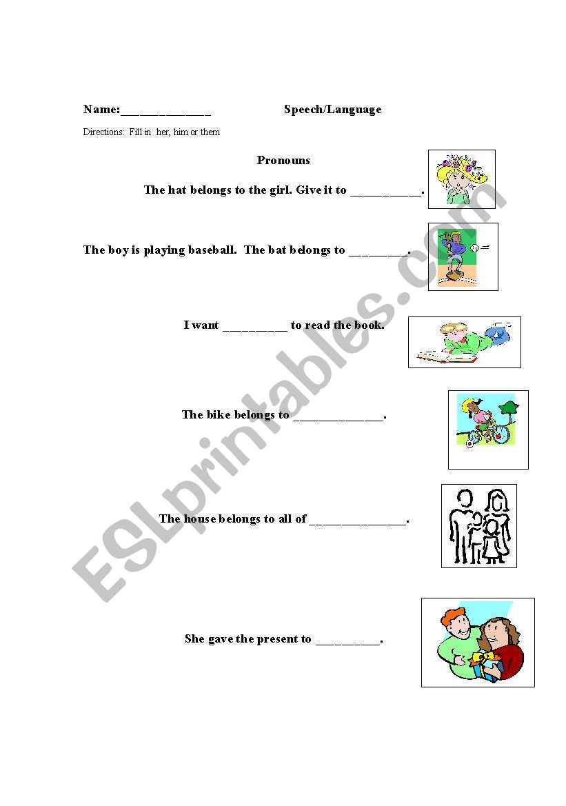 Objective Pronouns worksheet