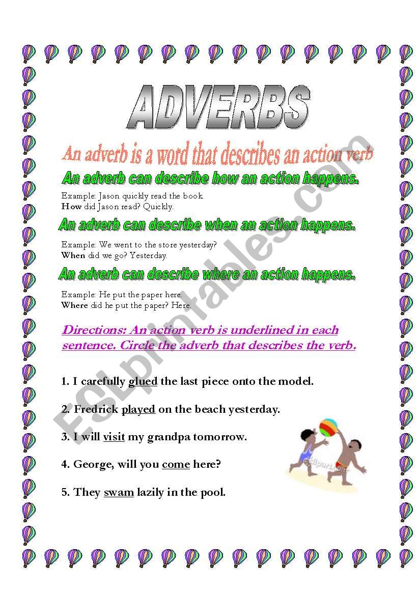 Adverbs worksheet