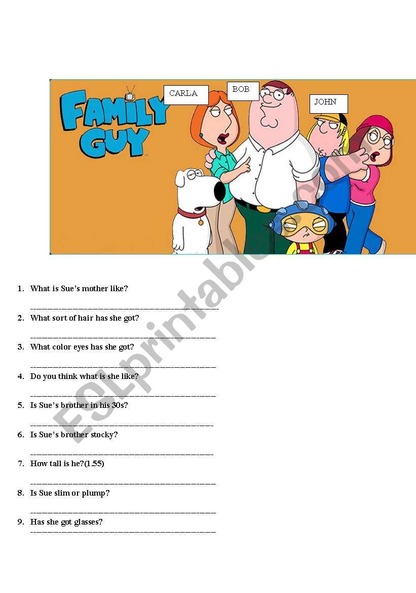 Describing family and people worksheet