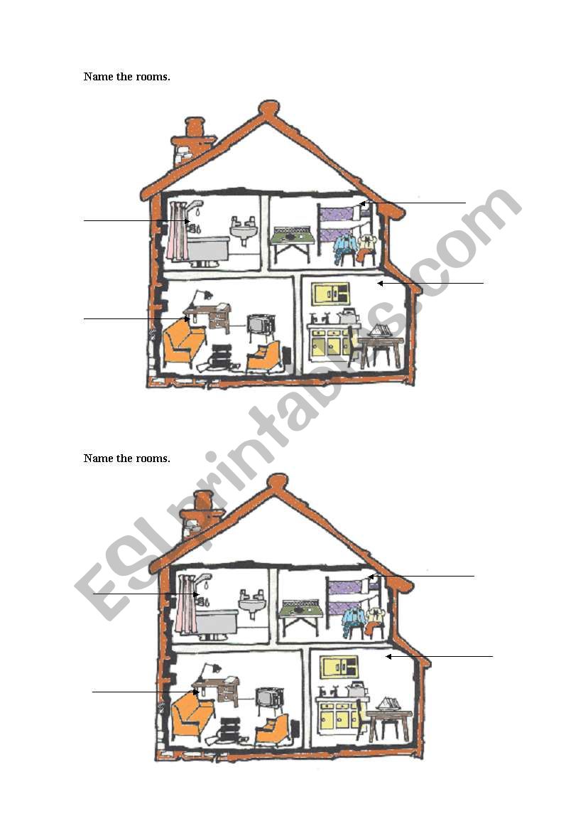 Rooms in the house worksheet