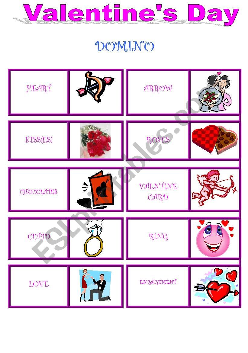 VALENTINEs DAY - 2 pages - DOMINO & CROSSWORD !!