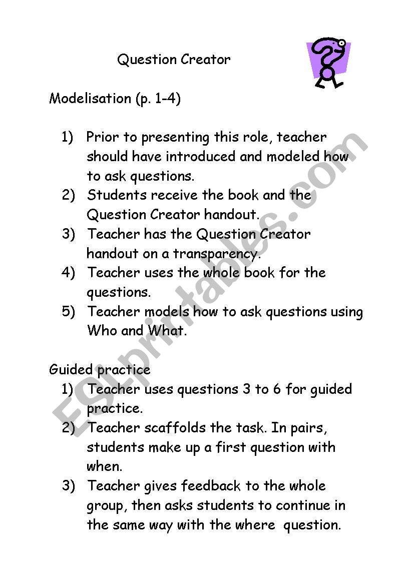 Quesion Creator Practice worksheet