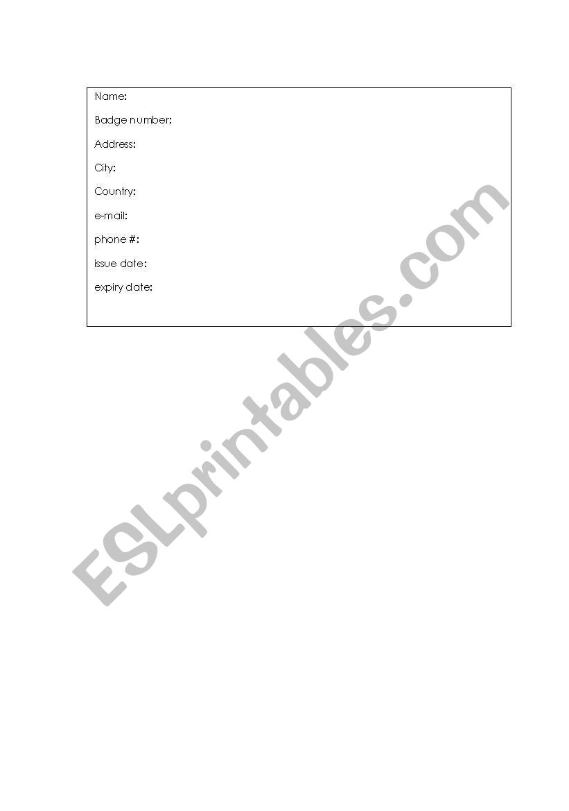 id card worksheet