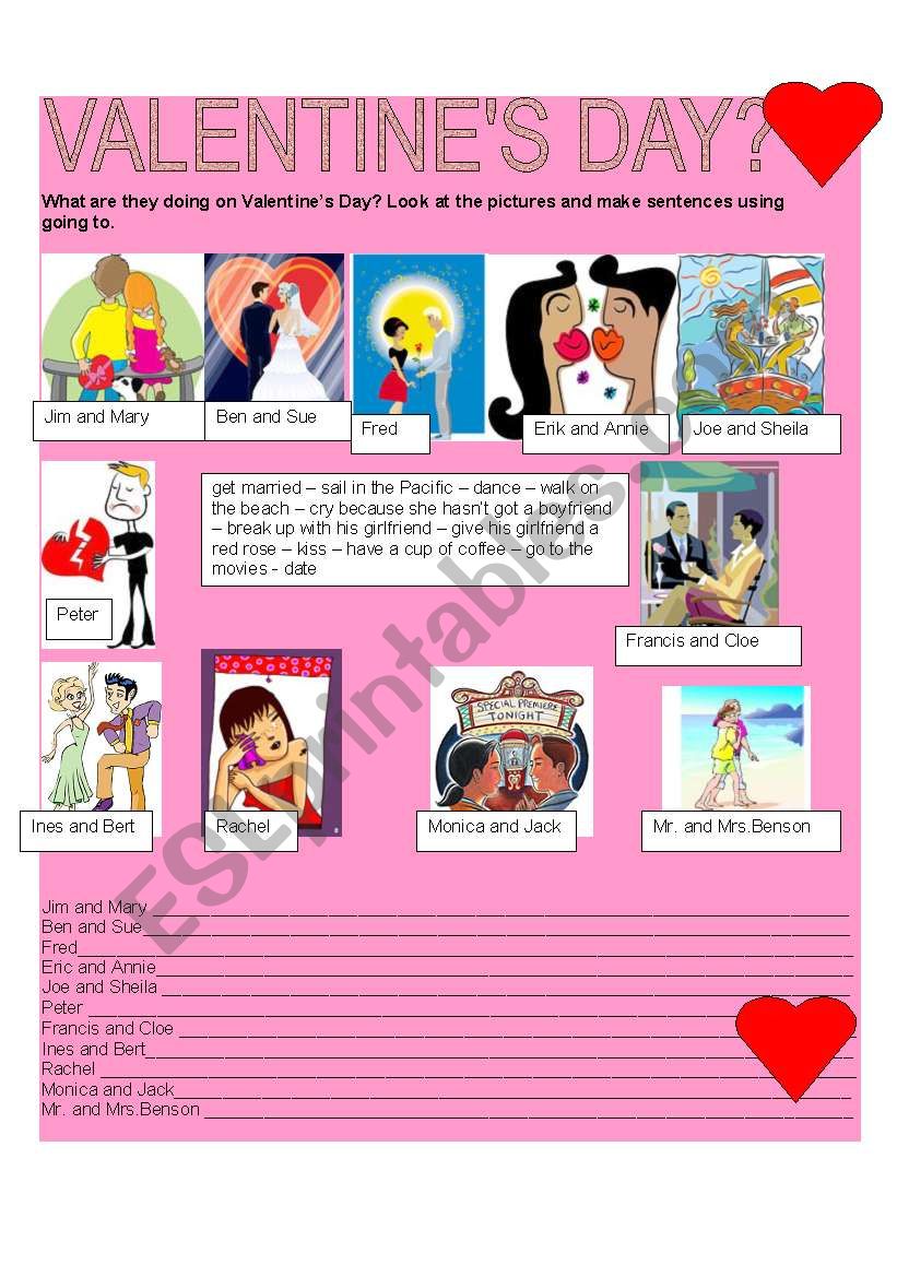 VALENTINEÂ´S DAY worksheet