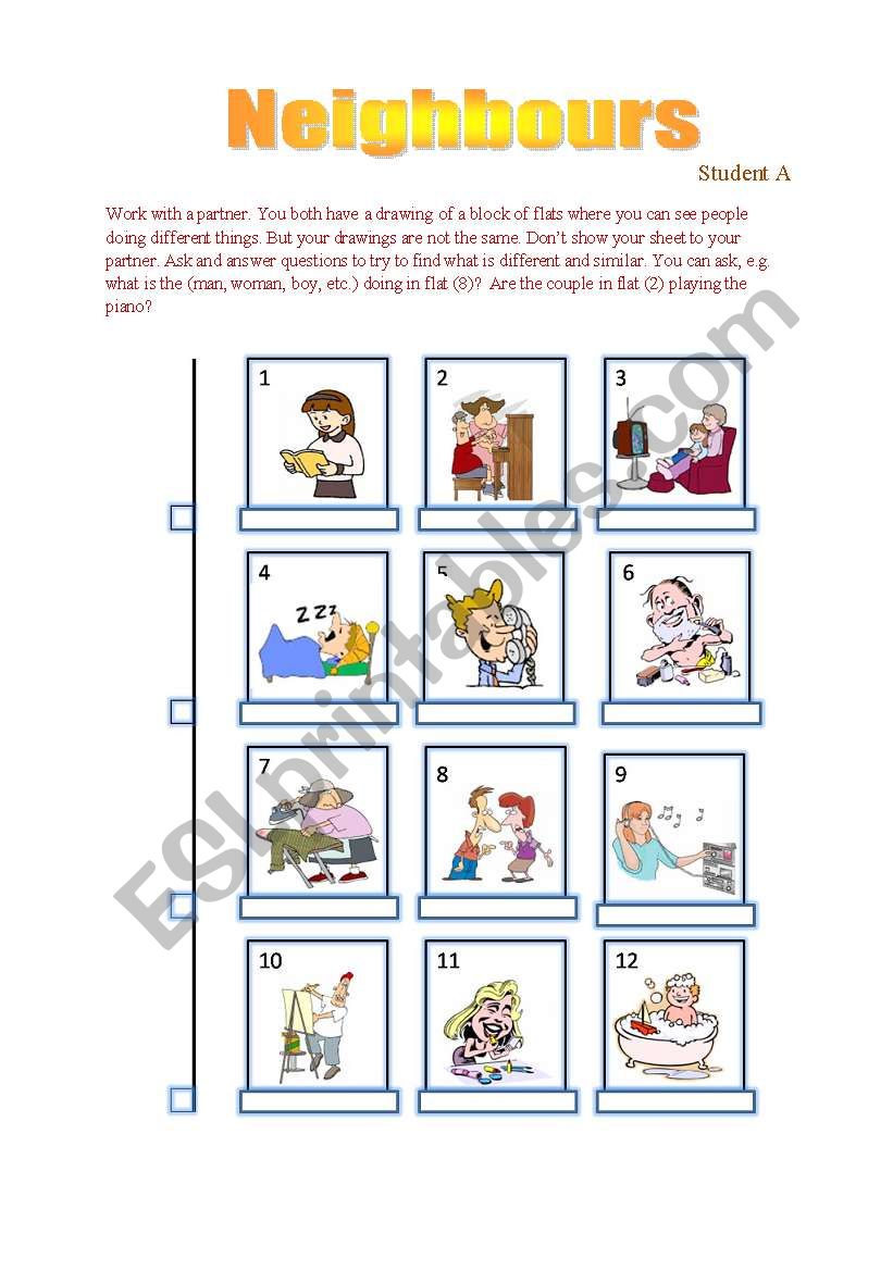 Speaking_Asking Questions about Neighbours_Student A handout