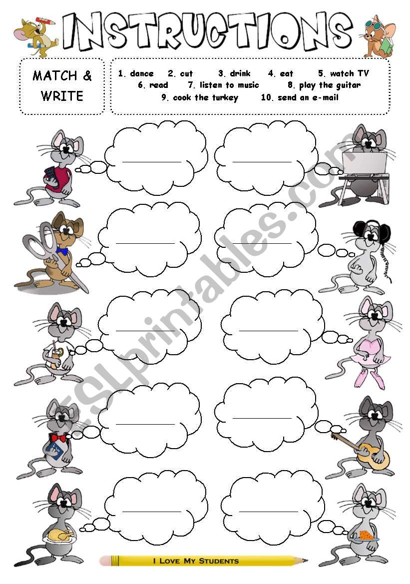 Instructions - imperatives worksheet