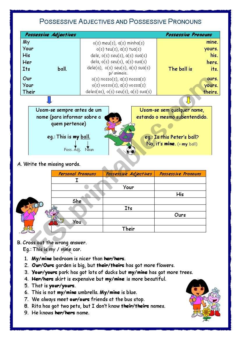 Possessive adjectives and possessive pronouns