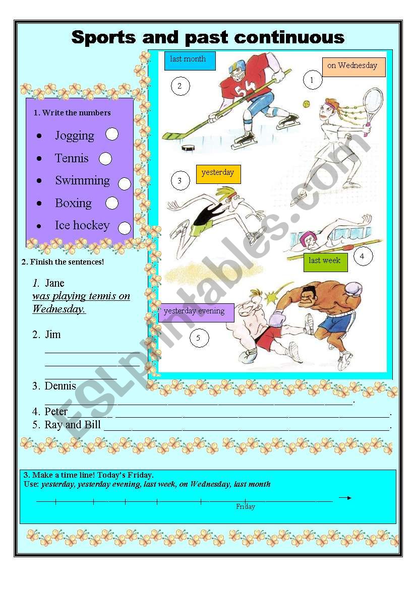 PAST CONTINUOUS + SPORT     2/3