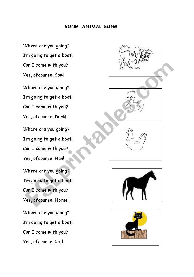 English worksheets: An Animal Song/Poem English worksheets: An Animal Song/Poem