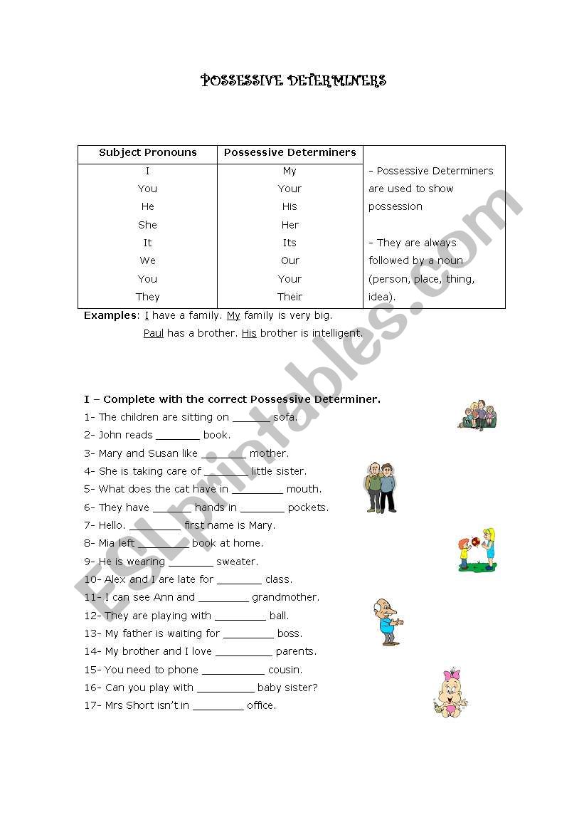 english-worksheets-possessive-determiners