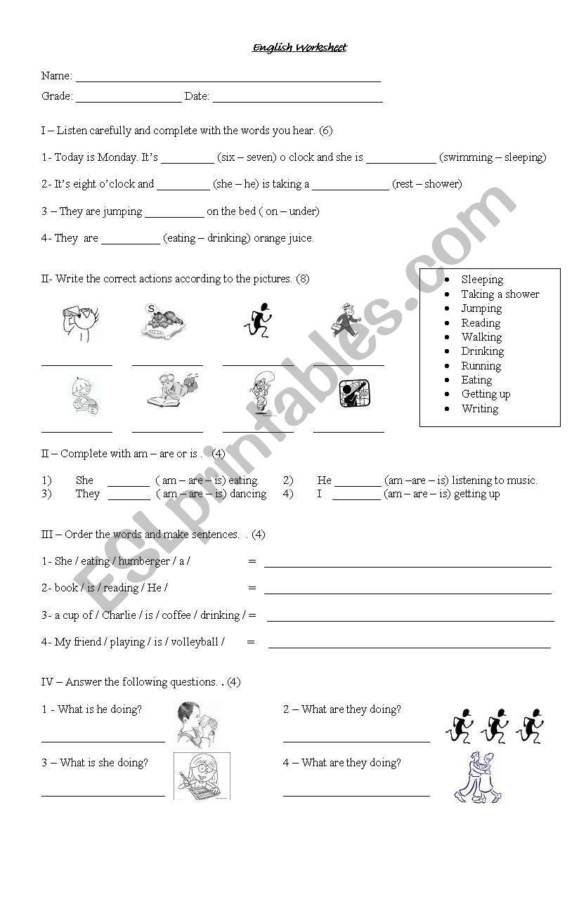 present continuous worksheet