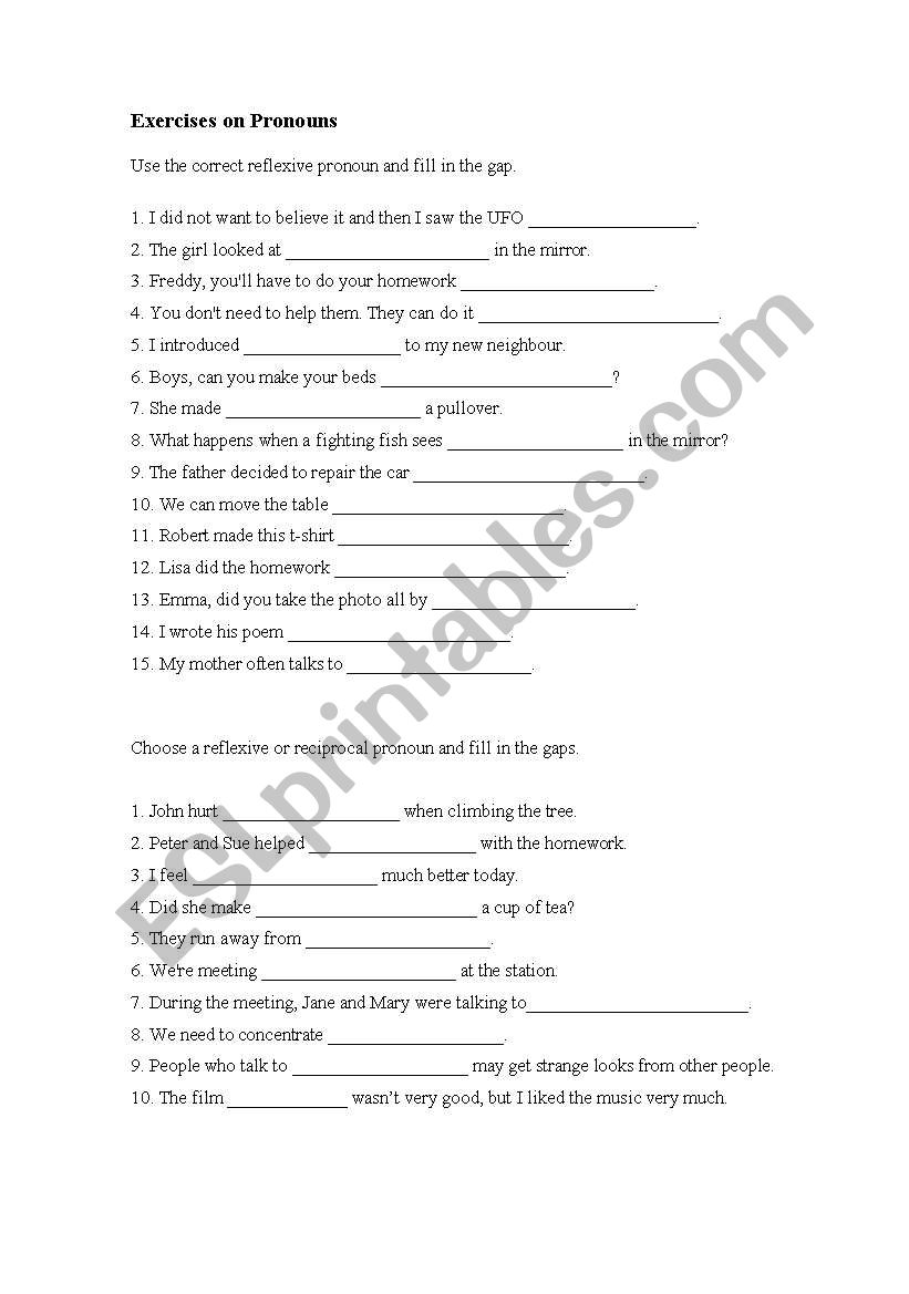 Reflexive and Reciprocal Pronouns 