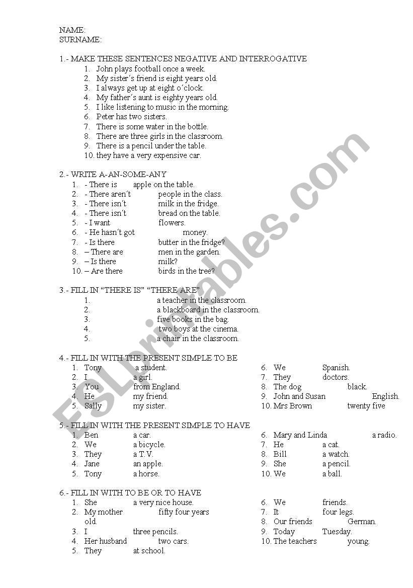 ENGLISH TEST worksheet