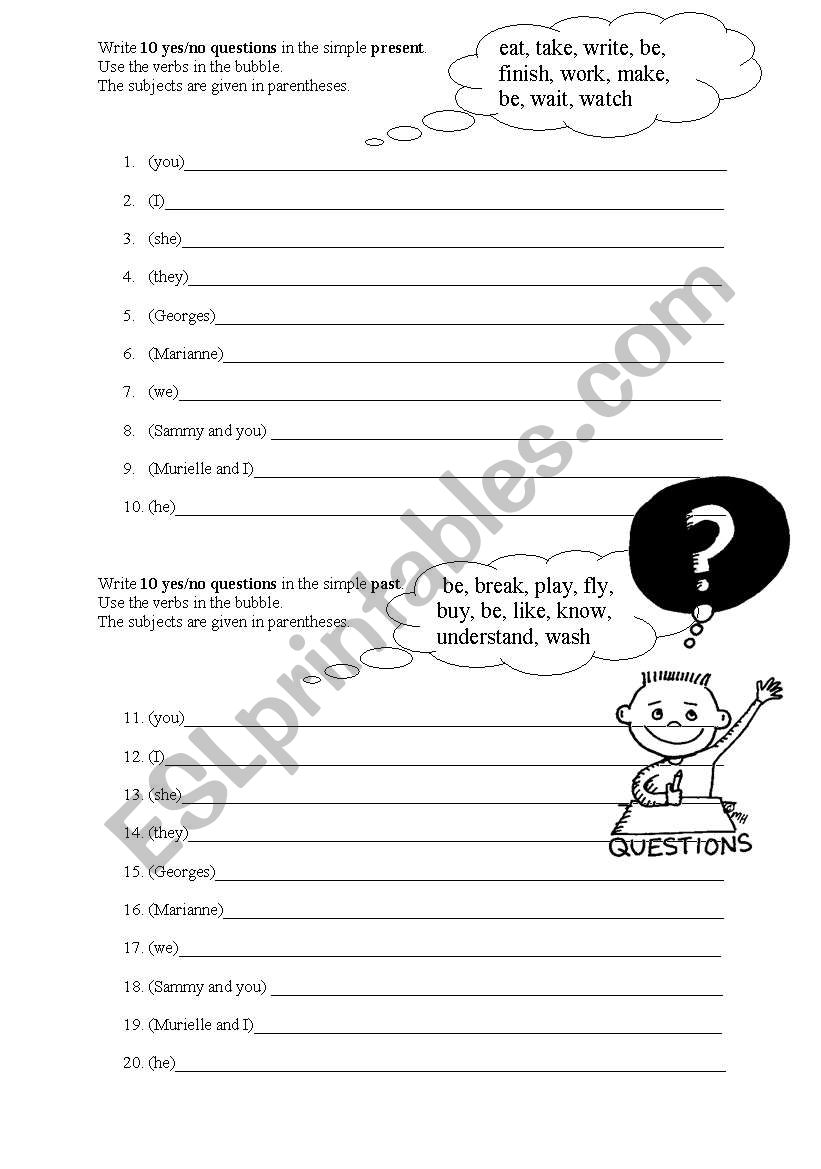 Yes/No Questions Exercice worksheet