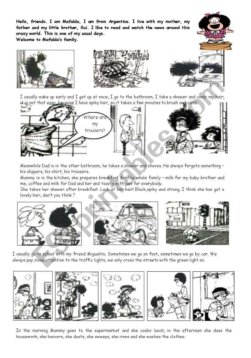 MAFALDA, MY FAVE CARTOON worksheet