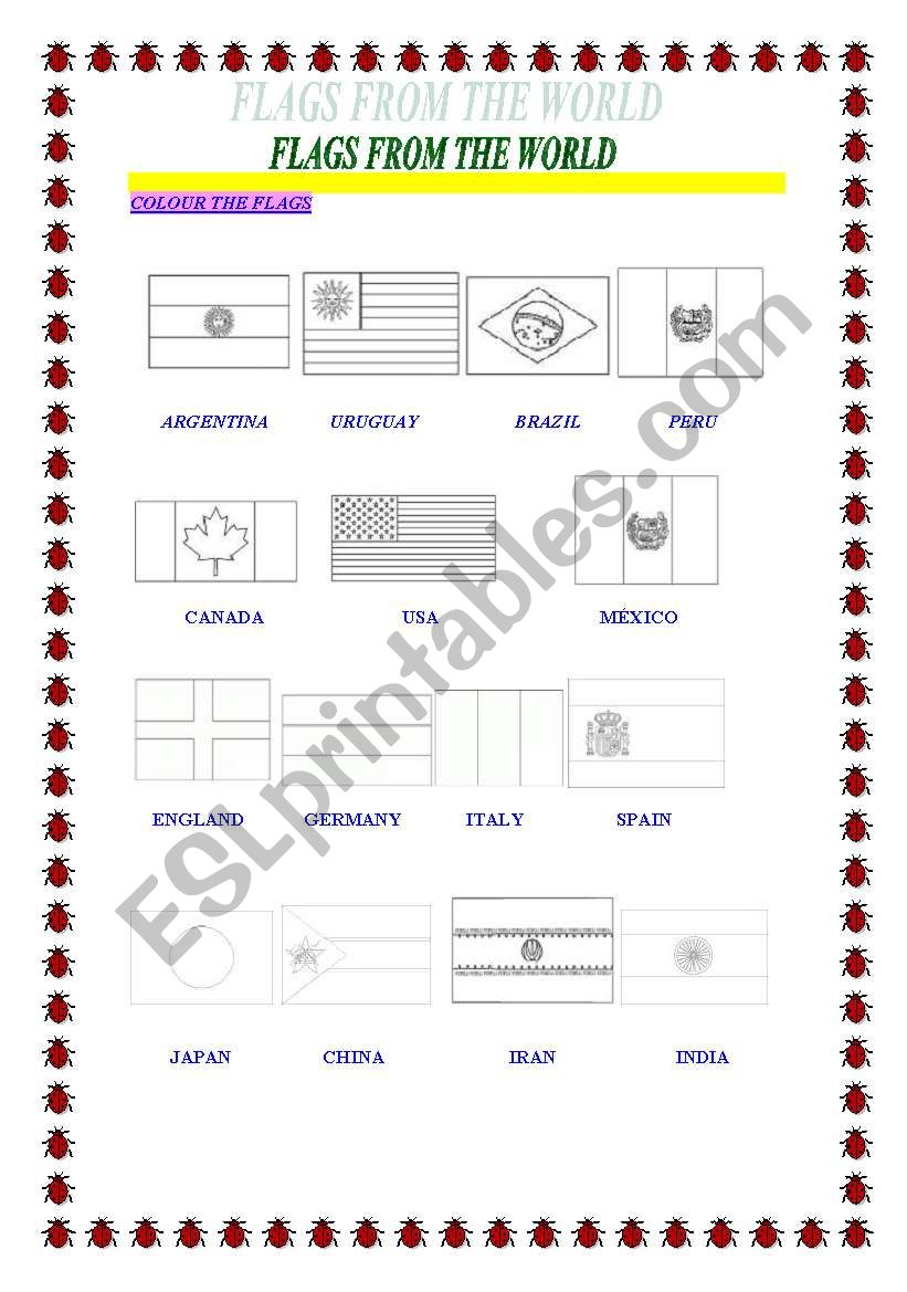Flags from the world worksheet