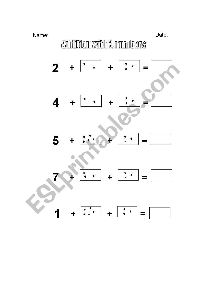 adding 3 numbers worksheet