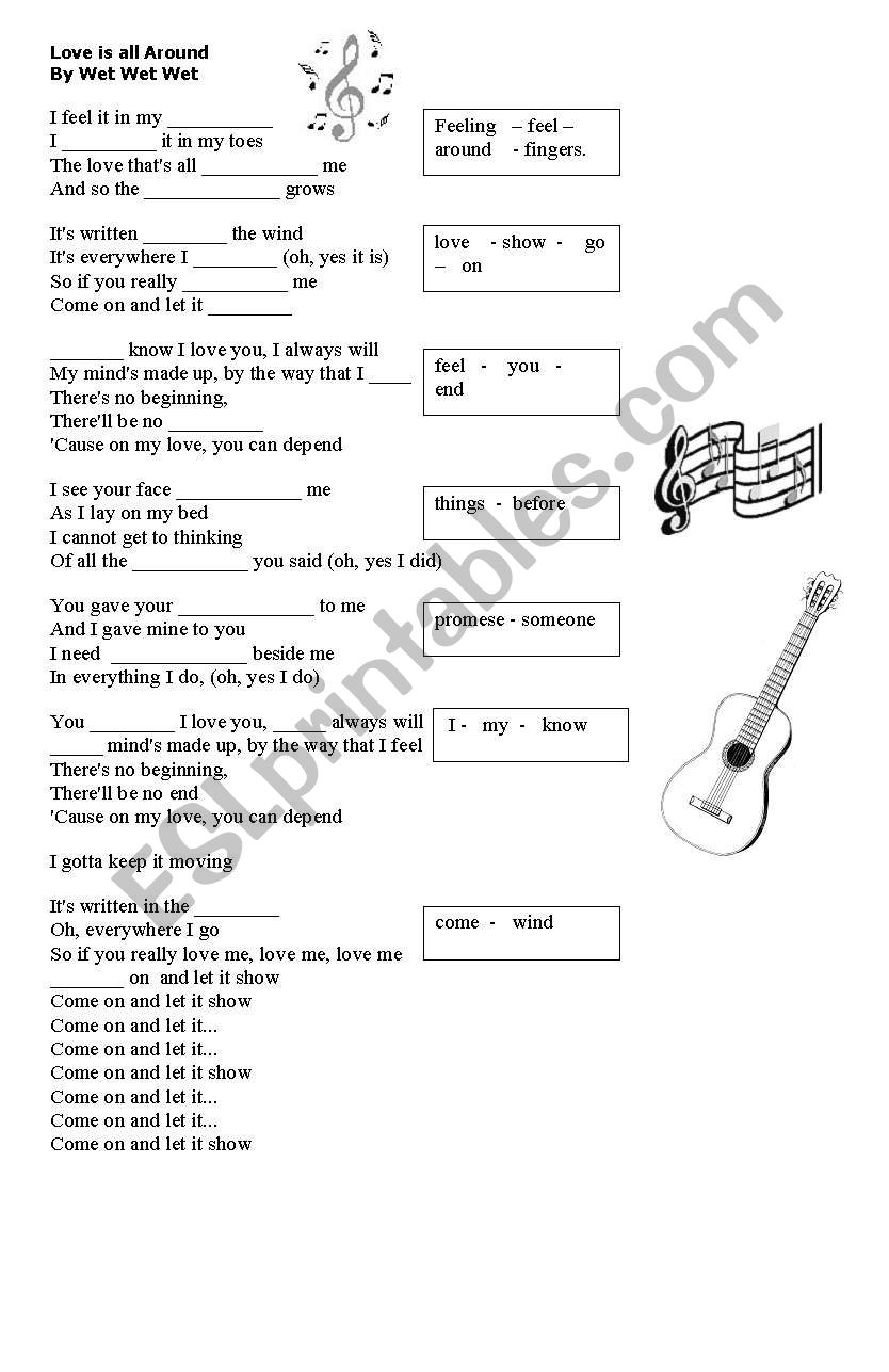 love is All around worksheet