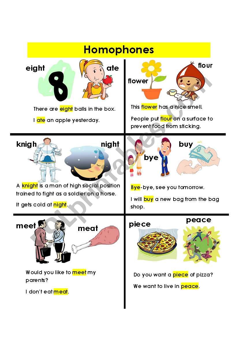 Homophones (1-2) worksheet