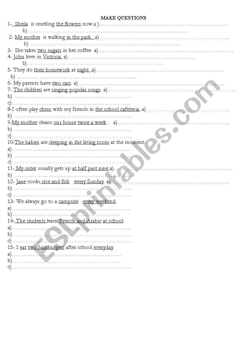 Make questions  worksheet