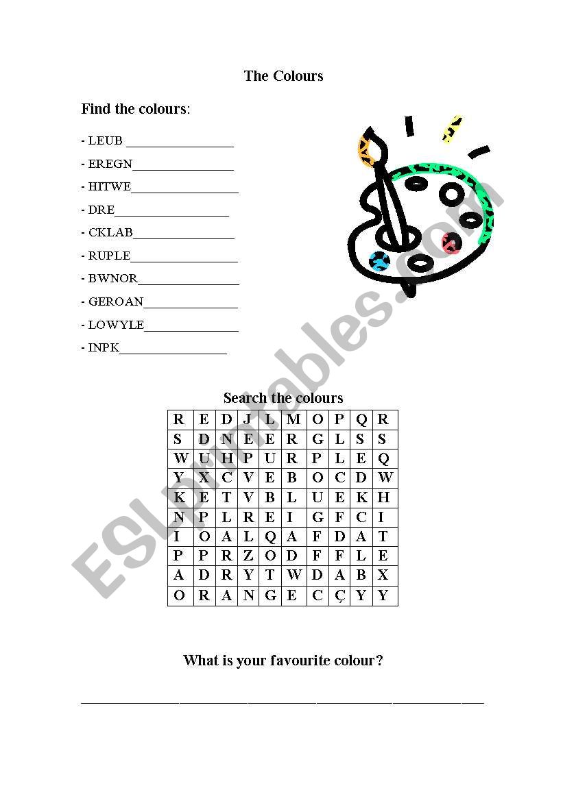 Colours worksheet