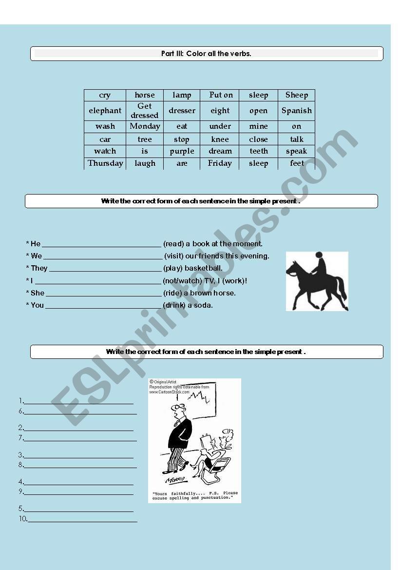 basic verbs (beginners) worksheet