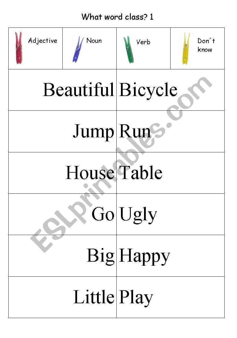 find the word class worksheet