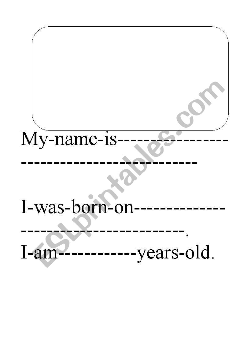 All About Me worksheet