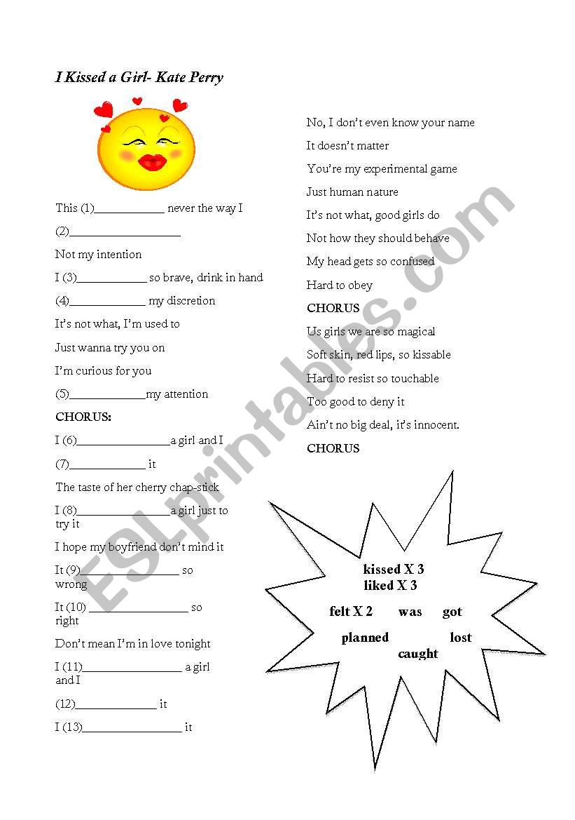 I Kissed a Girl- Kate Perry worksheet