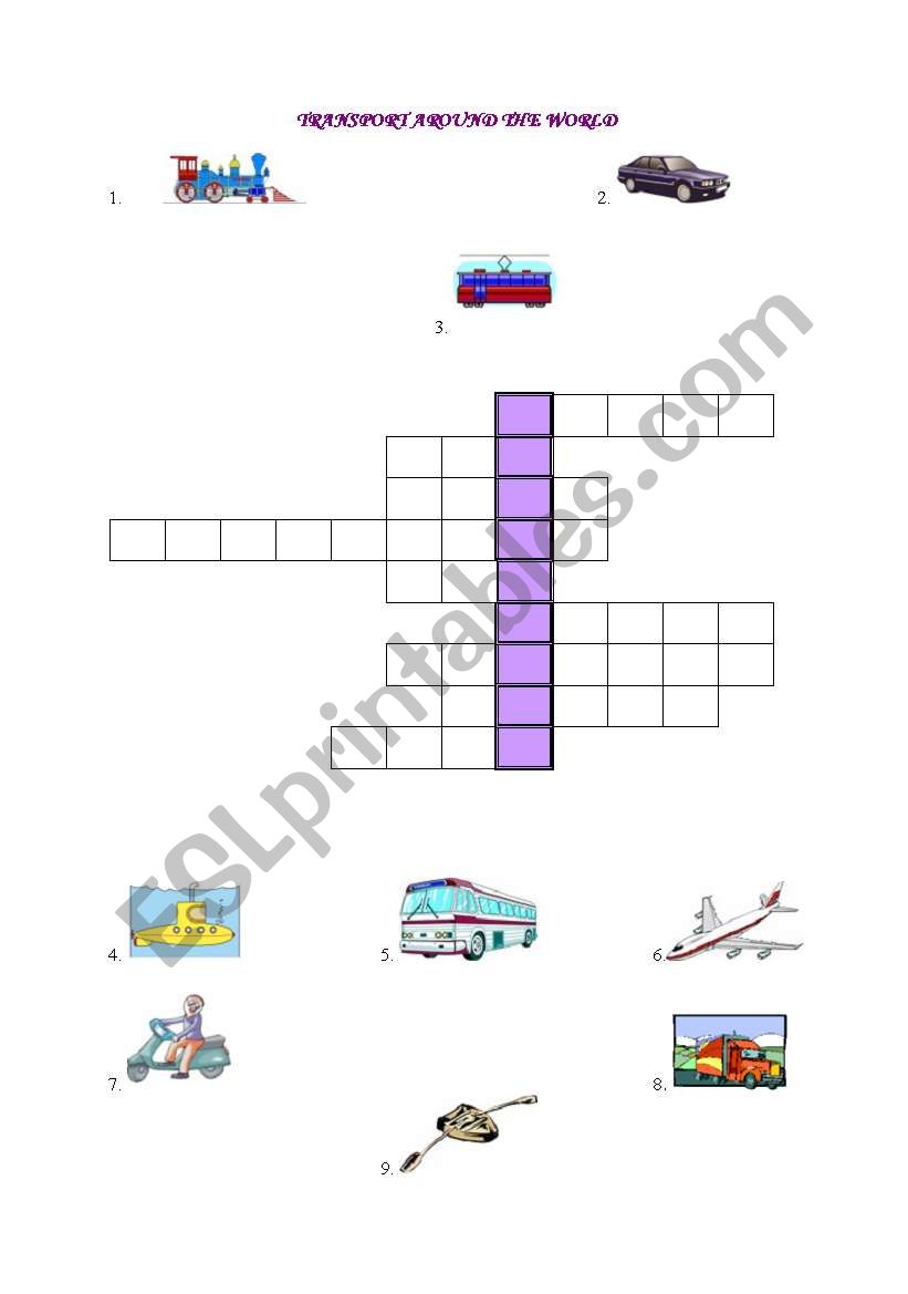 Means of transport - crossword