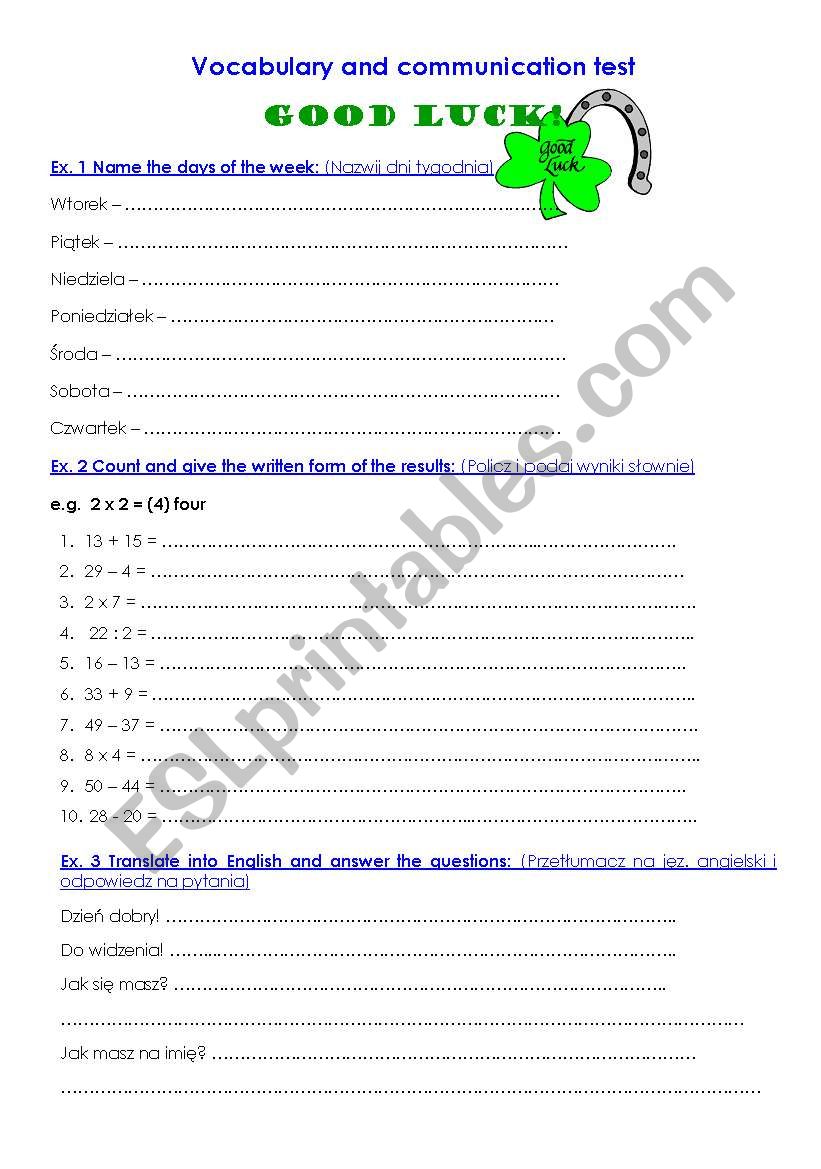 vocabulary test (for Polish students) 