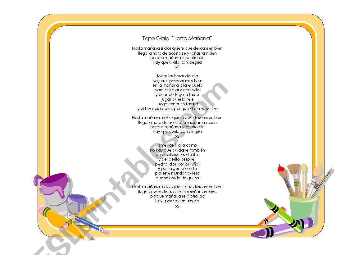 Kid Songs worksheet