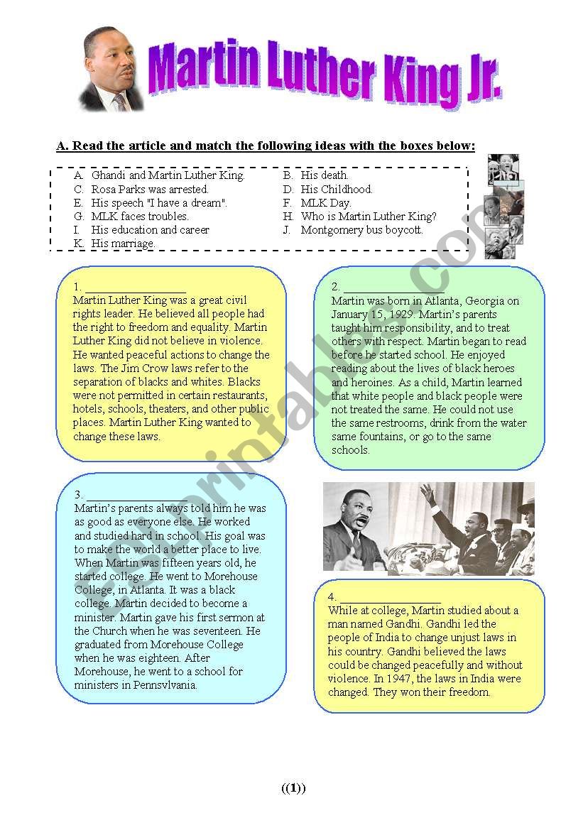 Dr. Martin Luther King Jr (3 pages)