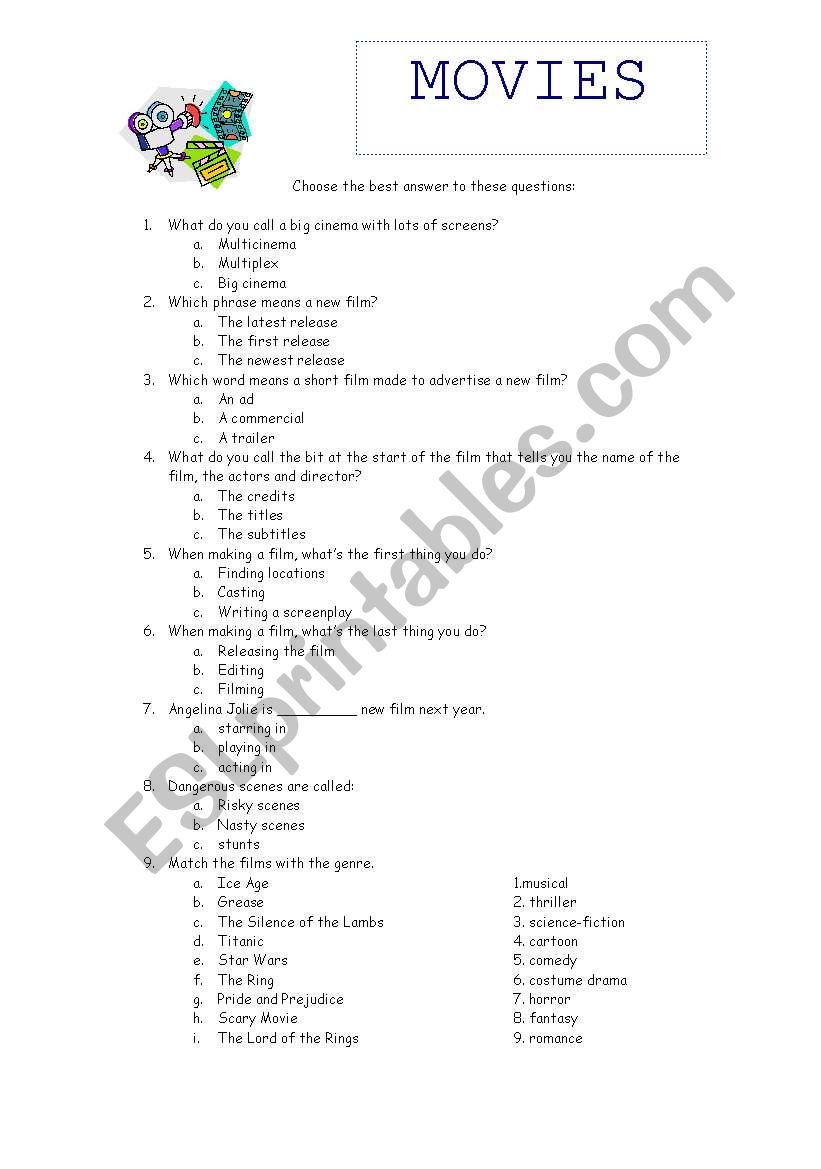 Movies worksheet