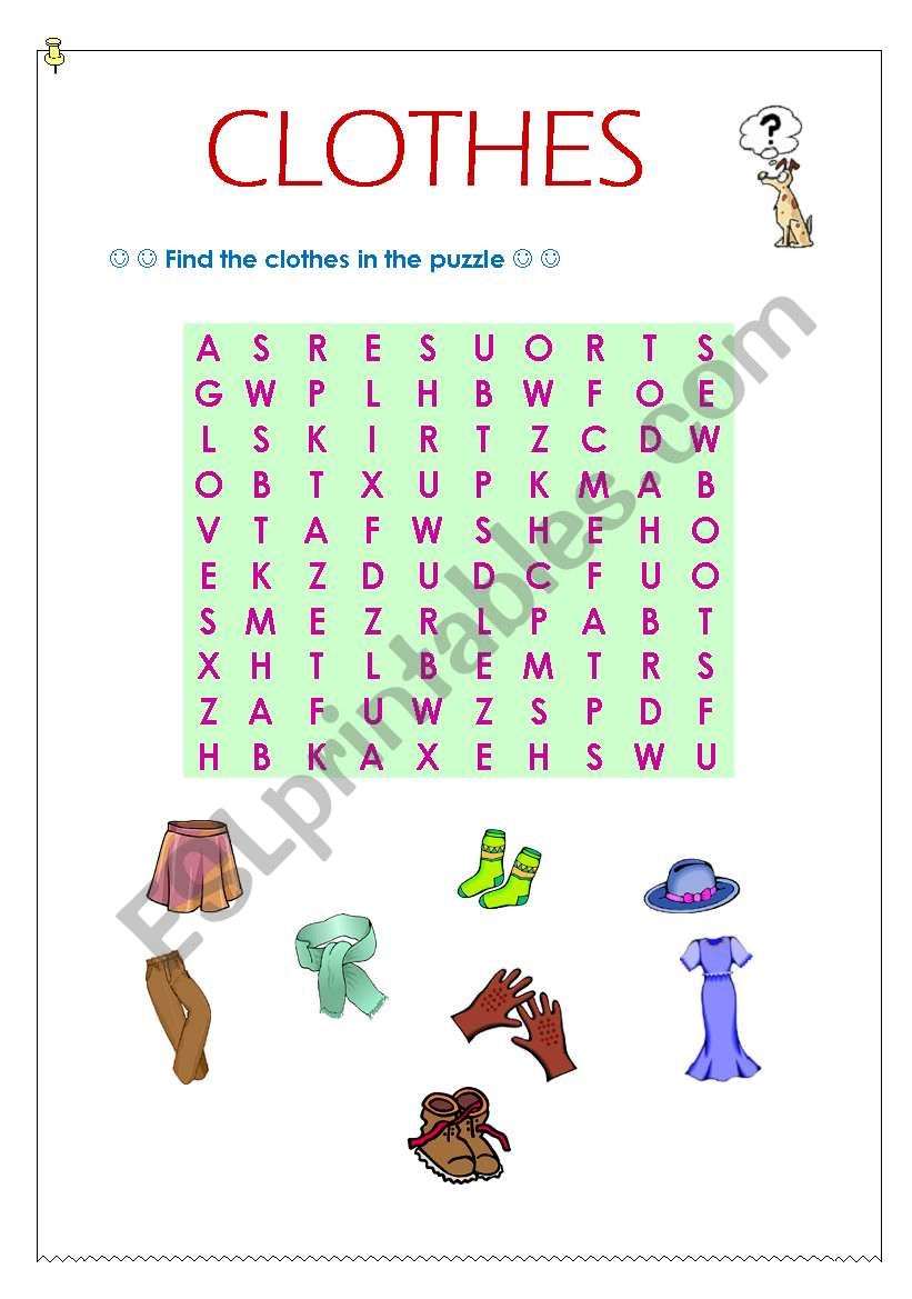 clothes puzzle worksheet